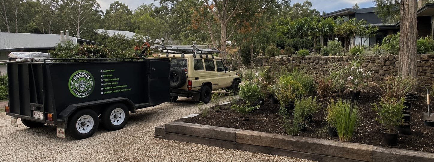 Embankment retaining job in progress with the crew's rig on site